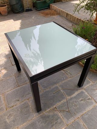 Mesa extensible cristal - madera negra