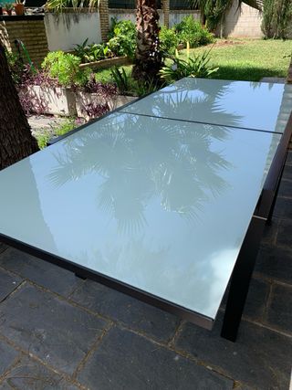 Mesa extensible cristal - madera negra