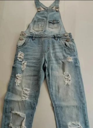 Salopette Jeans Strappata Blu Terranova taglia XXS