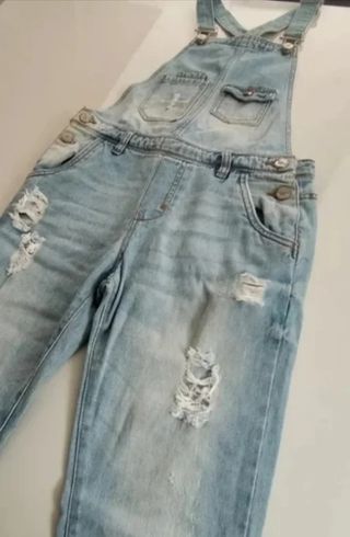 Salopette Jeans Strappata Blu Terranova taglia XXS
