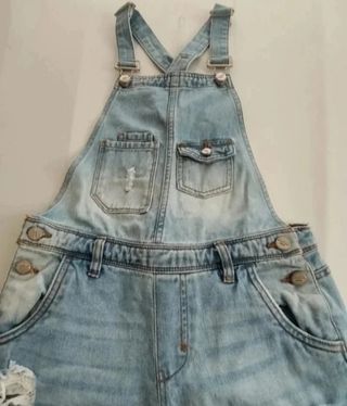 Salopette Jeans Strappata Blu Terranova taglia XXS