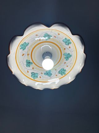 Lampada Ceramica Decorata Verde-Bianco-arancione