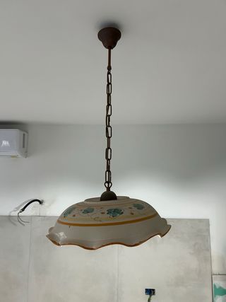 Lampada Ceramica Decorata Verde-Bianco-arancione