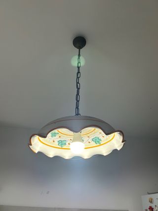 Lampada Ceramica Decorata Verde-Bianco-arancione