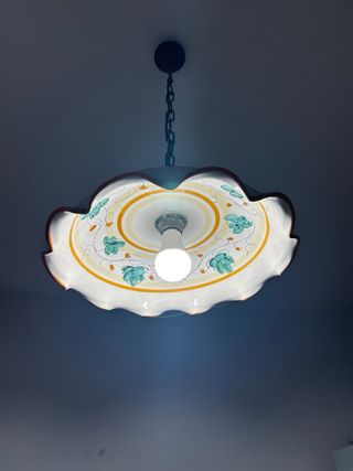 Lampada Ceramica Decorata Verde-Bianco-arancione