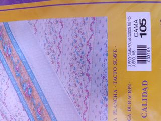 Juego sábanas 105cm - Algodón - Azul/Blanco