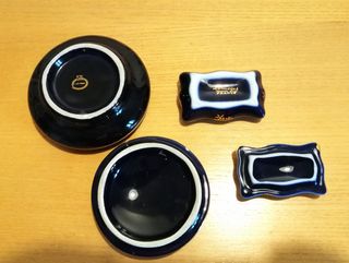 Set 2 portagioie vintage porcellana blu & oro