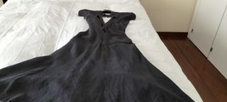 Vestido italiano de lino negro María Guardio