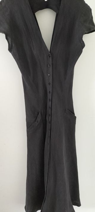 Vestido italiano de lino negro María Guardio