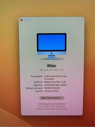 Imac Retina 4K 21.5”