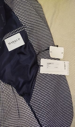 Giacca uomo a scacchi blu e bianca