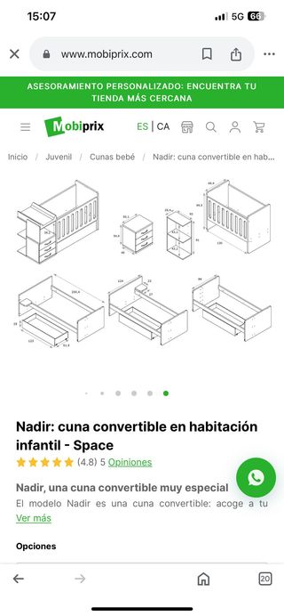 Mueble cuna + cambiador + convertible en cama