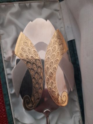 Pala de postre alpaca dorada