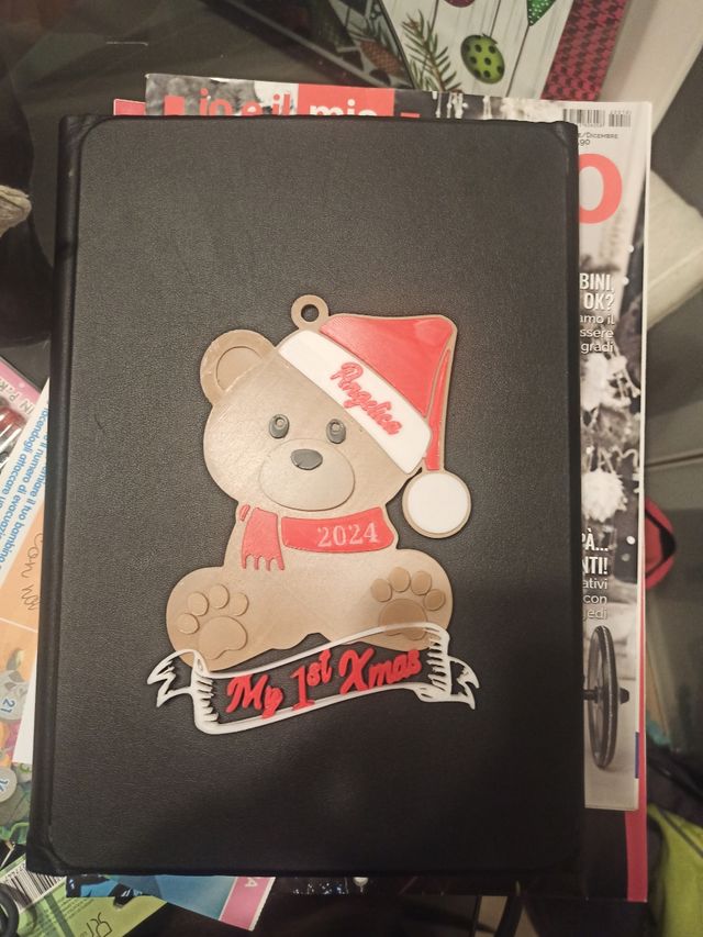 Decor primo natale orsetto, nome e anno personaliz