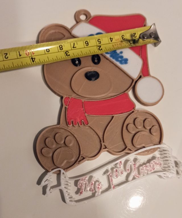 Decor primo natale orsetto, nome e anno personaliz