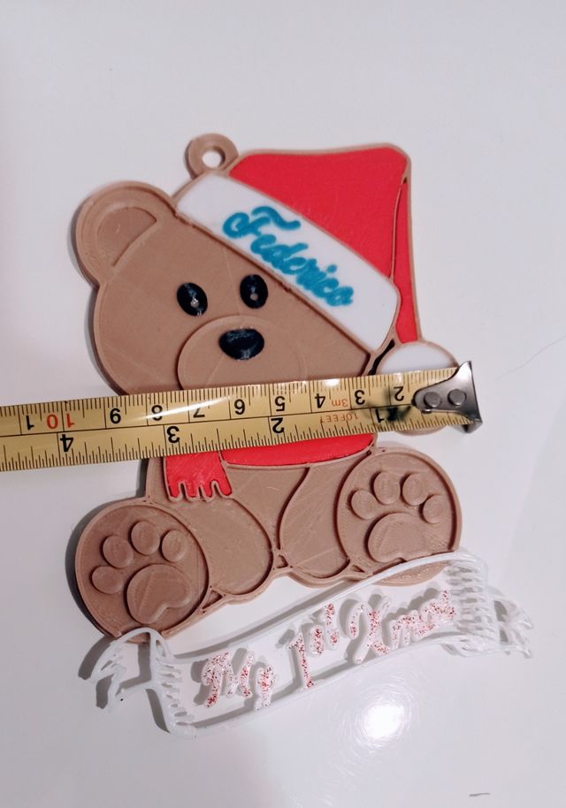 Decor primo natale orsetto, nome e anno personaliz