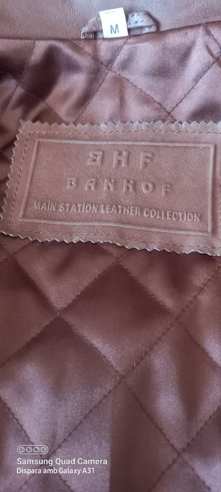 Chaqueta piel marrón hombre