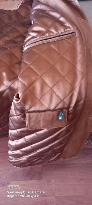 Chaqueta piel marrón hombre