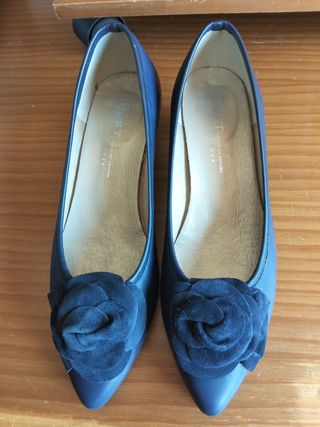 Zapatos mujer tacón bajo de piel -talla 38
