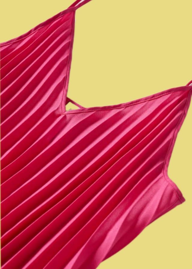 Vestido plisado Fucsia talla S, Nuevo