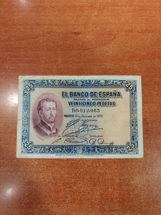 Billete de 25 Pesetas del año 1926 de Colección