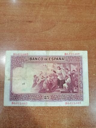 Billete de 25 Pesetas del año 1926 de Colección