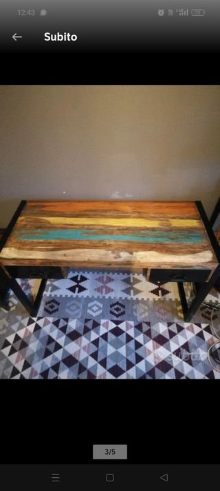 Scrivania vintage legno metallo