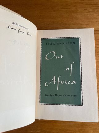 Libro Out of Africa 1a edición 1938