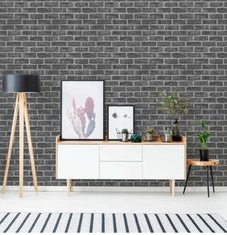 Papel pintado ladrillo gris