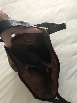 Bolso MANGO marrón de piel bovina