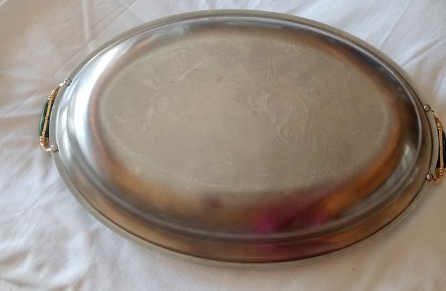 Bandeja acero inox y oro
