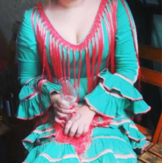 Traje Flamenca Verde-Naranja