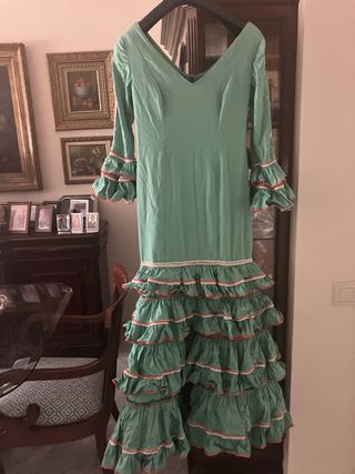 Traje Flamenca Verde-Naranja