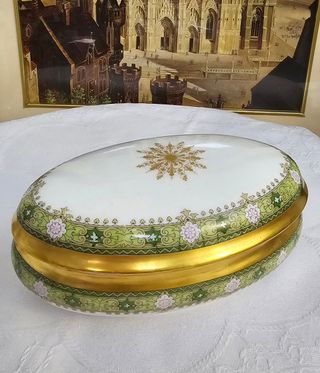 Caja joyero ovalada Limoges vintage