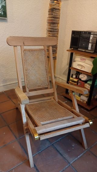 TUMBONA DE MADERA Y REJILLA PLEGABLE