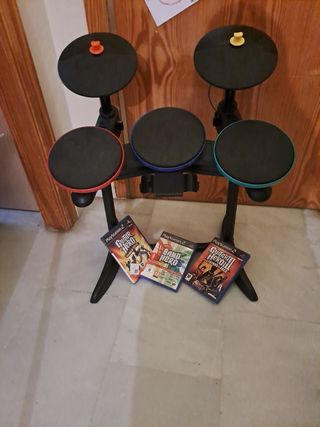 Batería Guitar Hero PS2 + 3 juegos