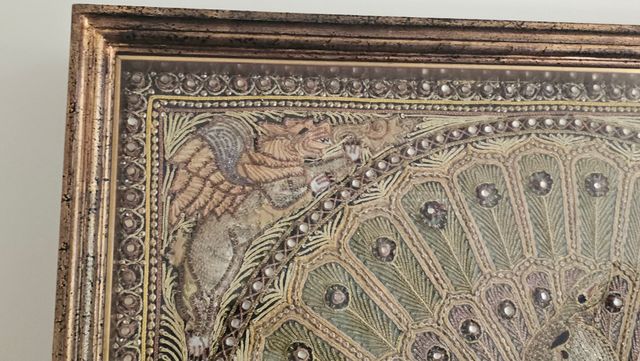 Cuadro Tapiz Bordado Pavo Real Tailandés