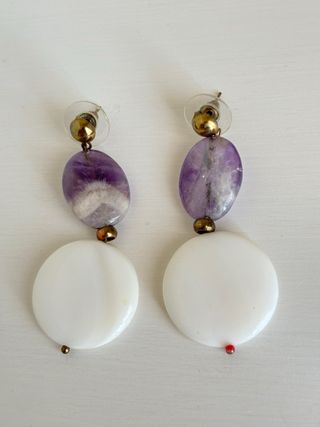 Pendientes Bimba Y Lola - Lilas y Blancos 5cm