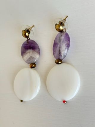 Pendientes Bimba Y Lola - Lilas y Blancos 5cm