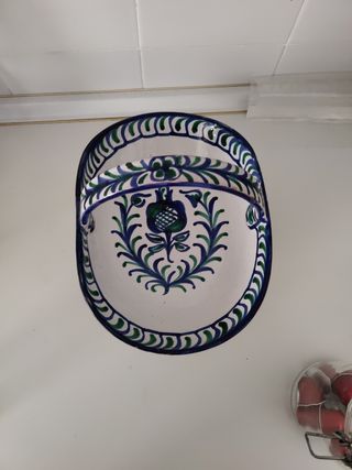 Frutero cerámico azul y blanco