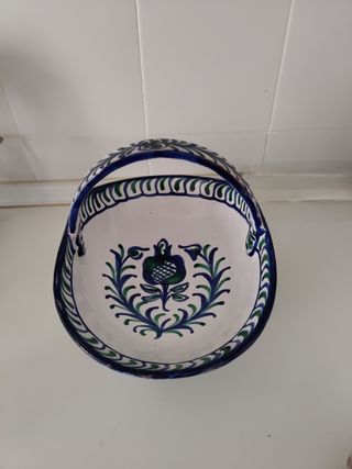 Frutero cerámico azul y blanco
