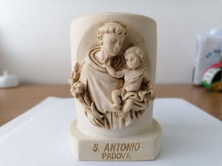 PORTA CANDELA SANT'ANTONIO SCOLPITO A MANO SOUVENI