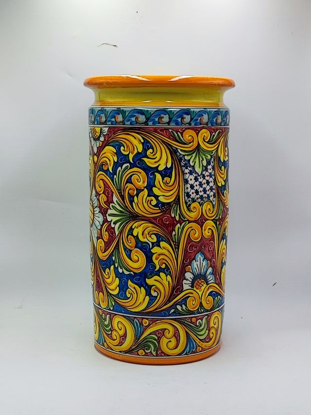 Porta Ombrelli cilindrico in Ceramica Caltagirone