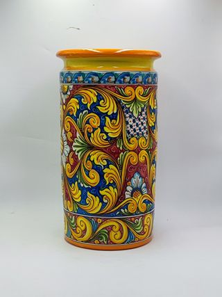Porta Ombrelli cilindrico in Ceramica Caltagirone