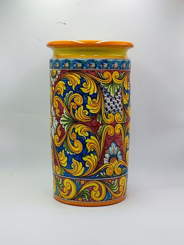 Porta Ombrelli cilindrico in Ceramica Caltagirone