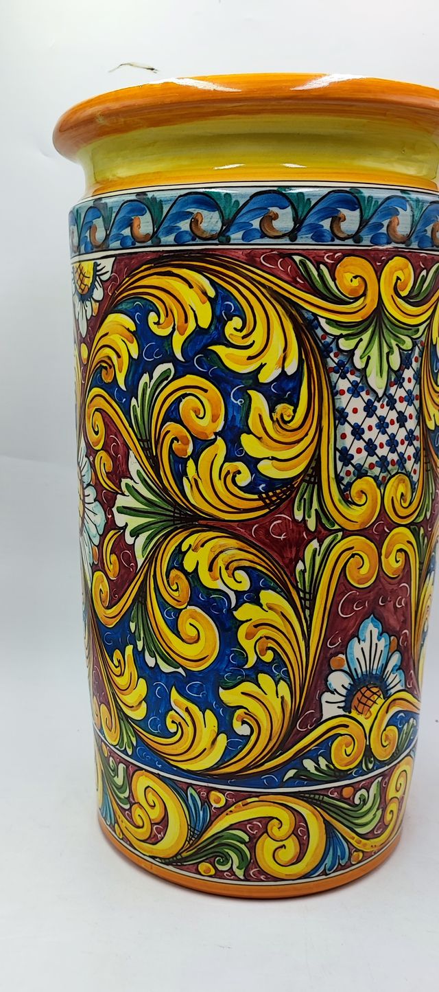 Porta Ombrelli cilindrico in Ceramica Caltagirone
