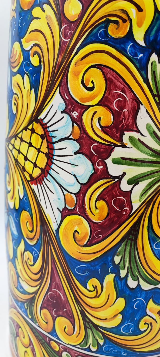 Porta Ombrelli cilindrico in Ceramica Caltagirone