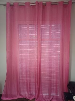 Cortinas lino rosa - habitación niña