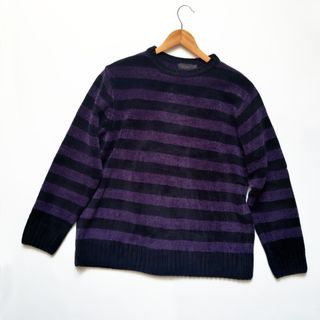 Jersey de Chenilla hombre rayas moradas y negro