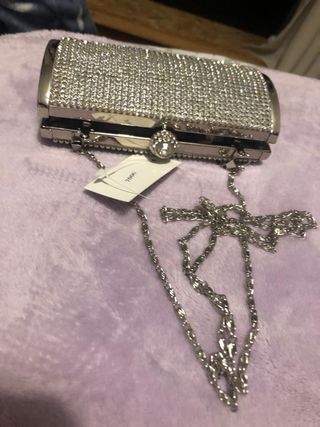 Bolso fiesta brillante plata
